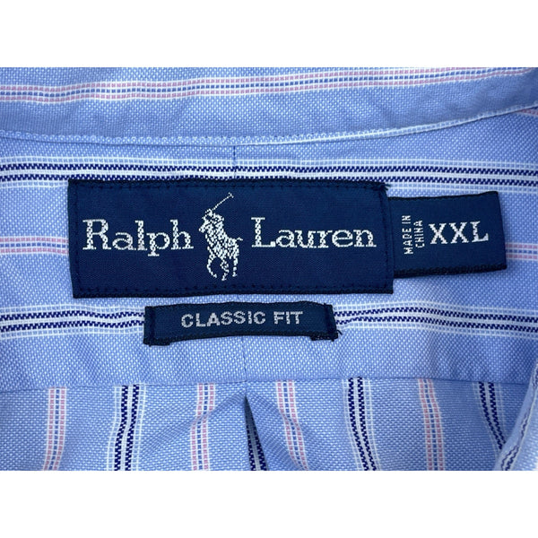 Ralph Lauren Men's Light Blue Striped Classic Fit Button-Down Shirt Sz XXL