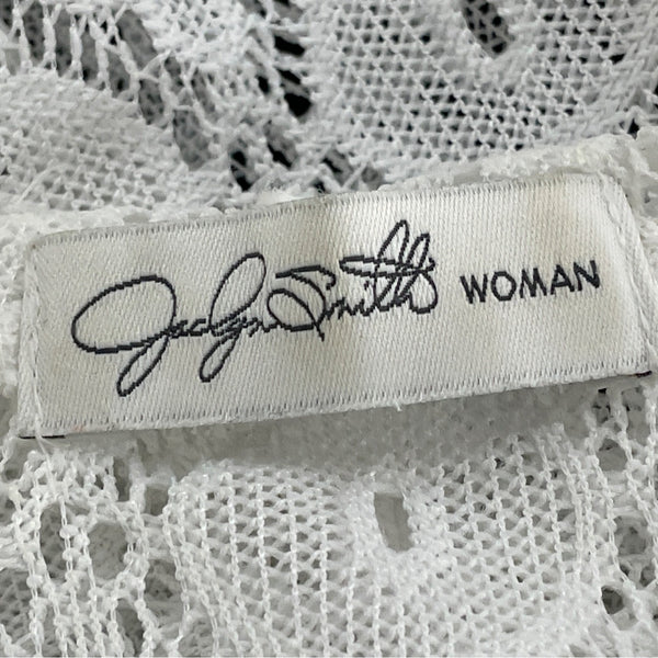 Jaclyn Smith Women's White Lace Hooded & Short Sleeve Pullover Top Sz 1X