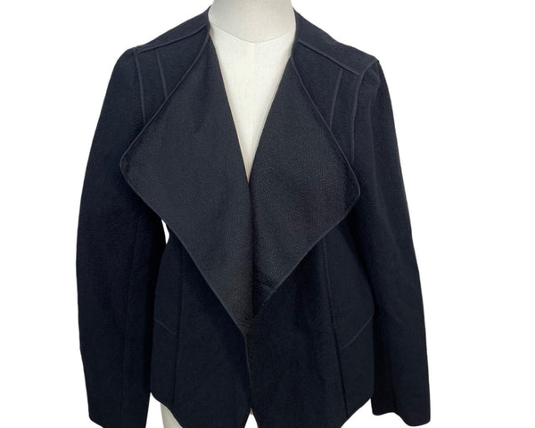 Vince Womens Open Front Textured Black Jacket L - New