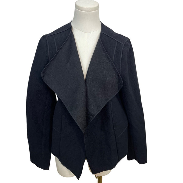 Vince Womens Open Front Textured Black Jacket L - New