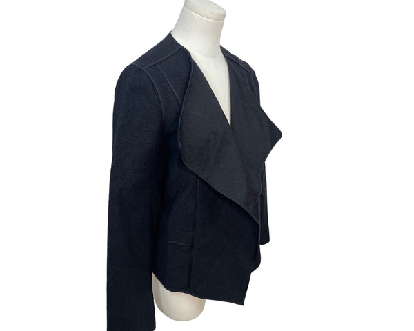 Vince Womens Open Front Textured Black Jacket L - New