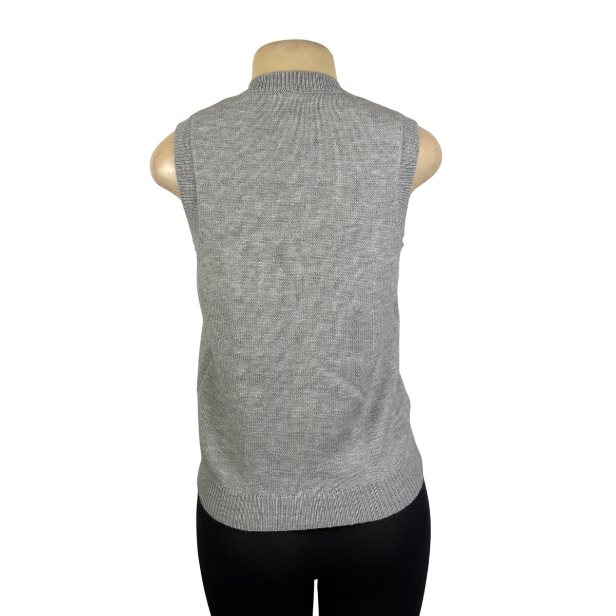 Gray Womens Knit Button-Up Sleeveless Cardigan Vest Recycled Fabric Size M - New