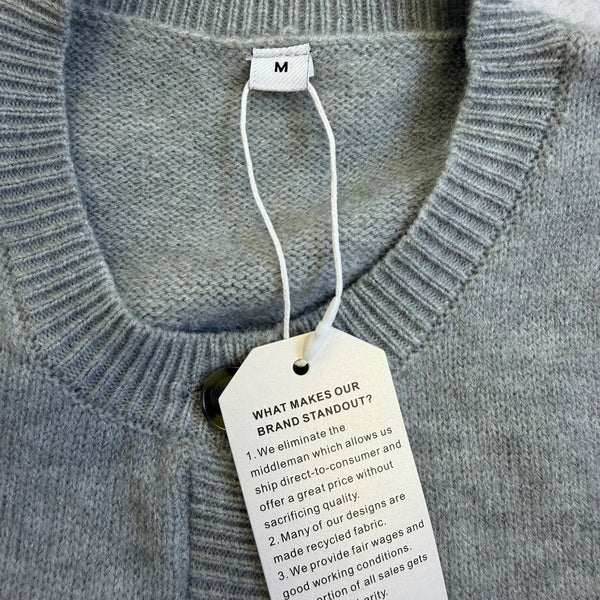 Gray Womens Knit Button-Up Sleeveless Cardigan Vest Recycled Fabric Size M - New