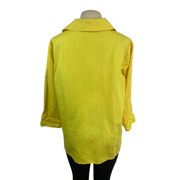 Talbots Women's Yellow Tunic Top With Beaded Neckline & Long Sleeves Sz XL - New