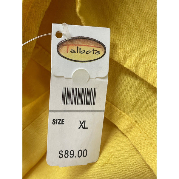 Talbots Women's Yellow Tunic Top With Beaded Neckline & Long Sleeves Sz XL - New