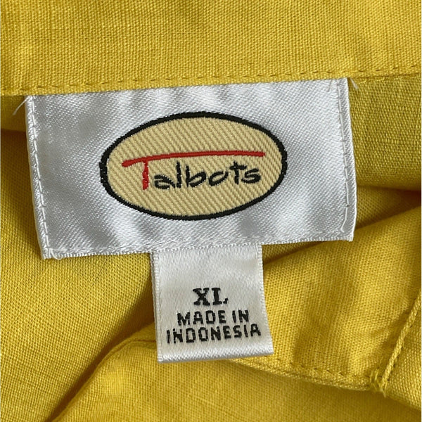 Talbots Women's Yellow Tunic Top With Beaded Neckline & Long Sleeves Sz XL - New
