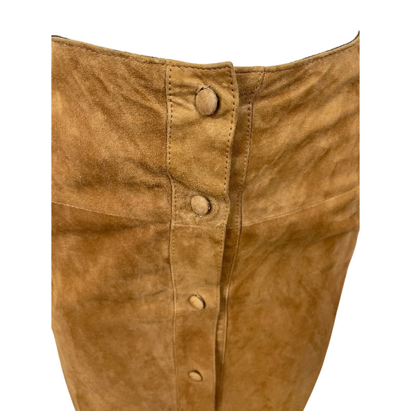 Sylvia Clyne Piel Tan Suede Skirt & Jacket Set With Belted Waist Size M