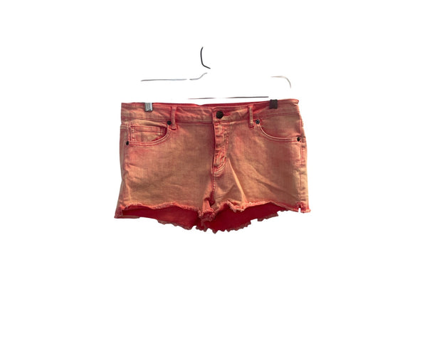 Forever 21 Womens Pink Frayed Low Rise Jean Shorts Size 29 Cotton Blend Stretchy