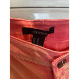 Forever 21 Womens Pink Frayed Low Rise Jean Shorts Size 29 Cotton Blend Stretchy