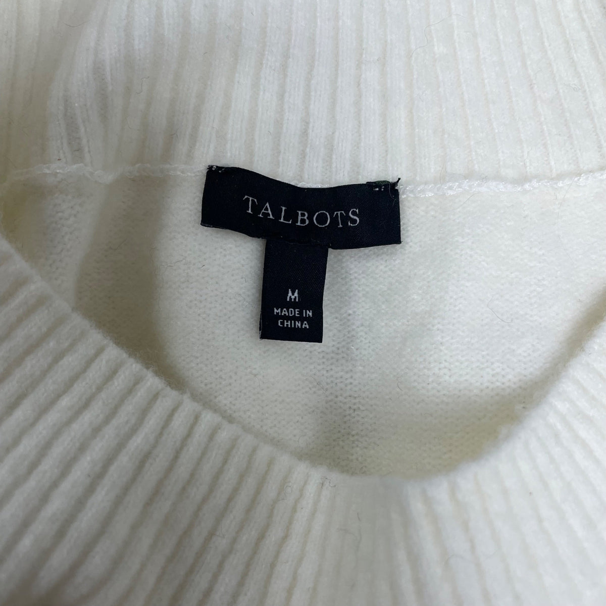 Talbots Women's White Embellished Knit Sweater Pearl & Bead Accents Size M