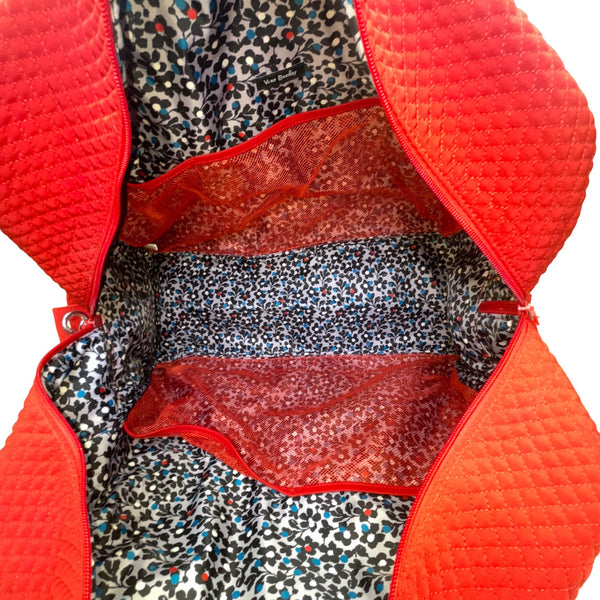 Vera Bradley Women’s Red Quilted With Front Zip Pocket Weekender Travel Bag