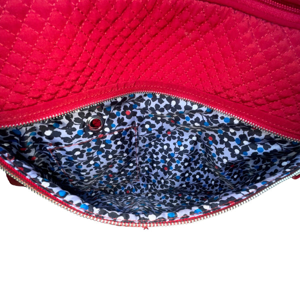 Vera Bradley Women’s Red Quilted With Front Zip Pocket Weekender Travel Bag