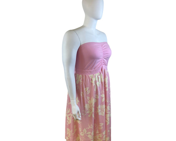 Torrid Pink White Women’s Floral Strapless Maxi Dress Sz 2x - New