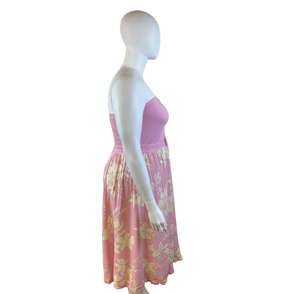 Torrid Pink White Women’s Floral Strapless Maxi Dress Sz 2x - New