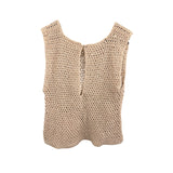 Unknown Crochet Beige Open-Back Sleeveless Top Handmade Style Women’s Apparel