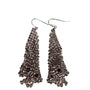 Silver Tone Handmade Dangling Beaded Earrings For Women Triangle Design Rhinestones