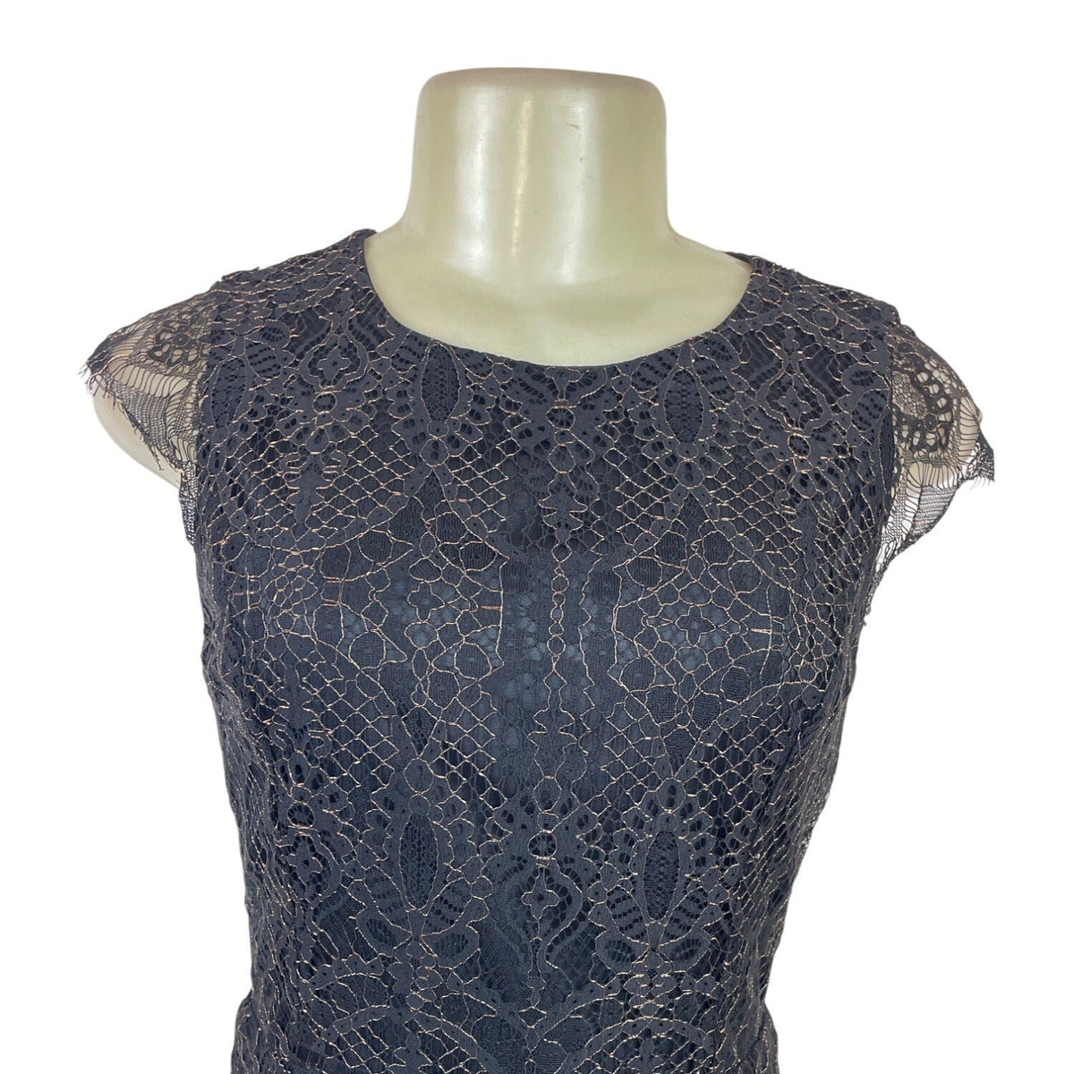 Alya Women’s Black Sleeveless Laced A-Line Mini Dress With Back Zipper Sz S