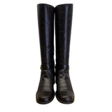 Etienne Aigner Women's Brown Leather Gold Accent Legacy II Tall Boots Size 8.5M