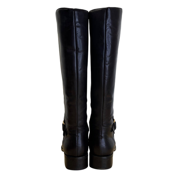 Etienne Aigner Women's Brown Leather Gold Accent Legacy II Tall Boots Size 8.5M