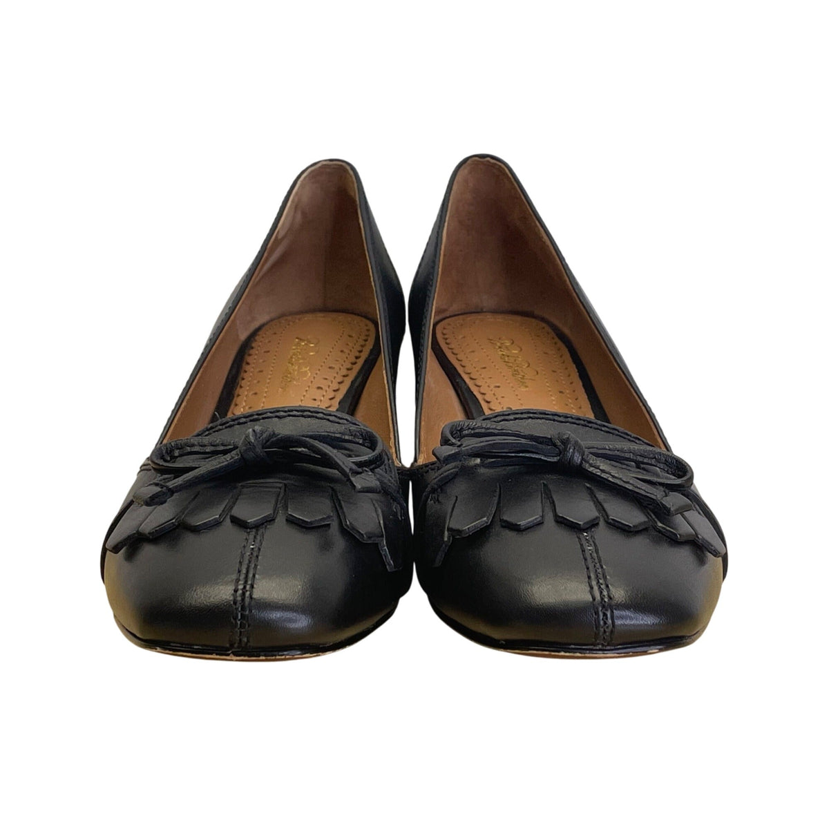 Brooks Brothers Black Leather With Tassel Detail  Block Heel Loafers Size 6.5