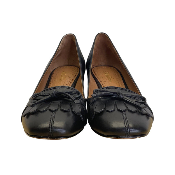Brooks Brothers Black Leather With Tassel Detail  Block Heel Loafers Size 6.5