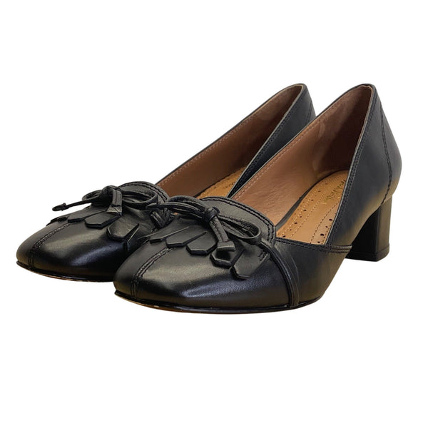 Brooks Brothers Black Leather With Tassel Detail  Block Heel Loafers Size 6.5