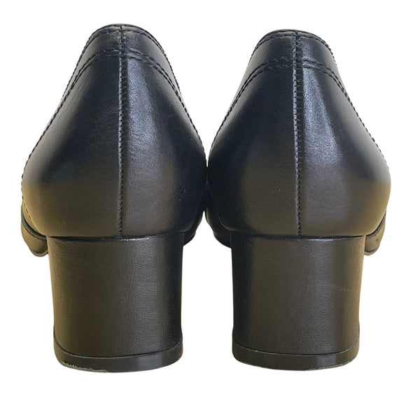Brooks Brothers Black Leather With Tassel Detail  Block Heel Loafers Size 6.5