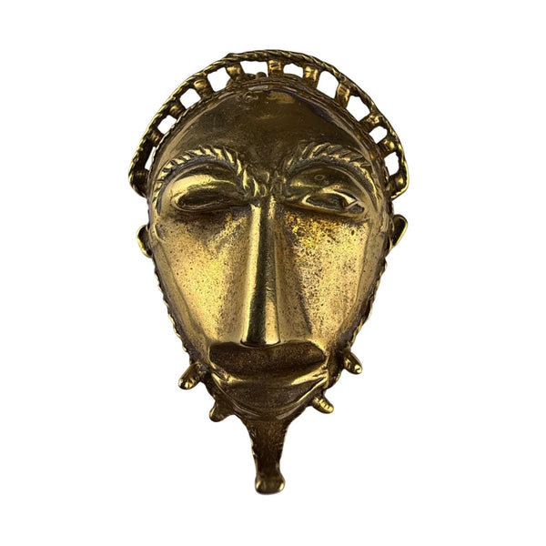 MMA Vintage 1989 Gold Tone African Mask Pendant Tribal Design Museum Replica