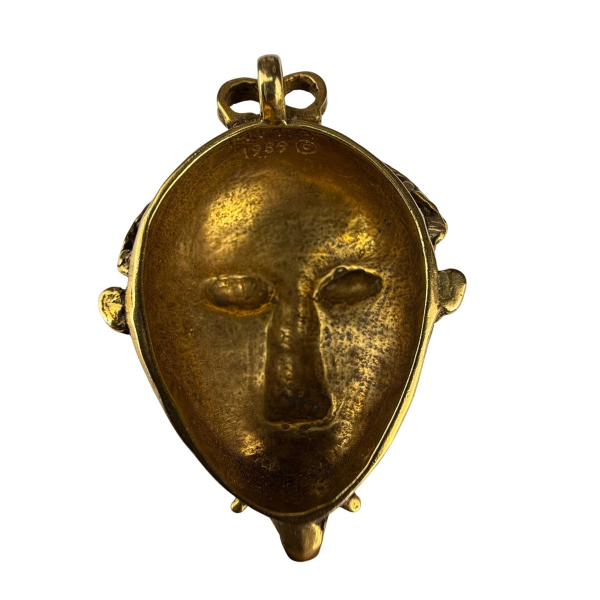MMA Vintage 1989 Gold Tone African Mask Pendant Tribal Design Museum Replica