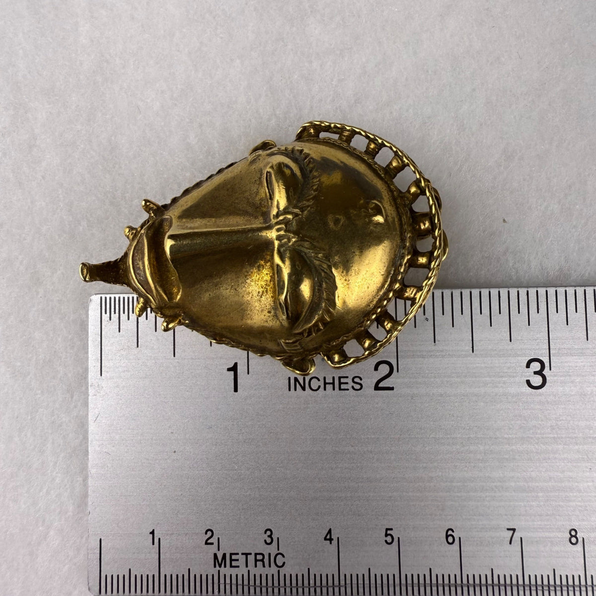 MMA Vintage 1989 Gold Tone African Mask Pendant Tribal Design Museum Replica