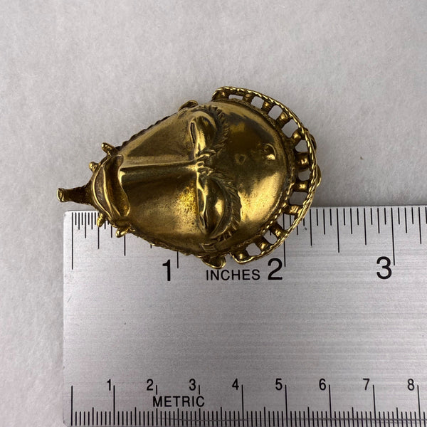 MMA Vintage 1989 Gold Tone African Mask Pendant Tribal Design Museum Replica