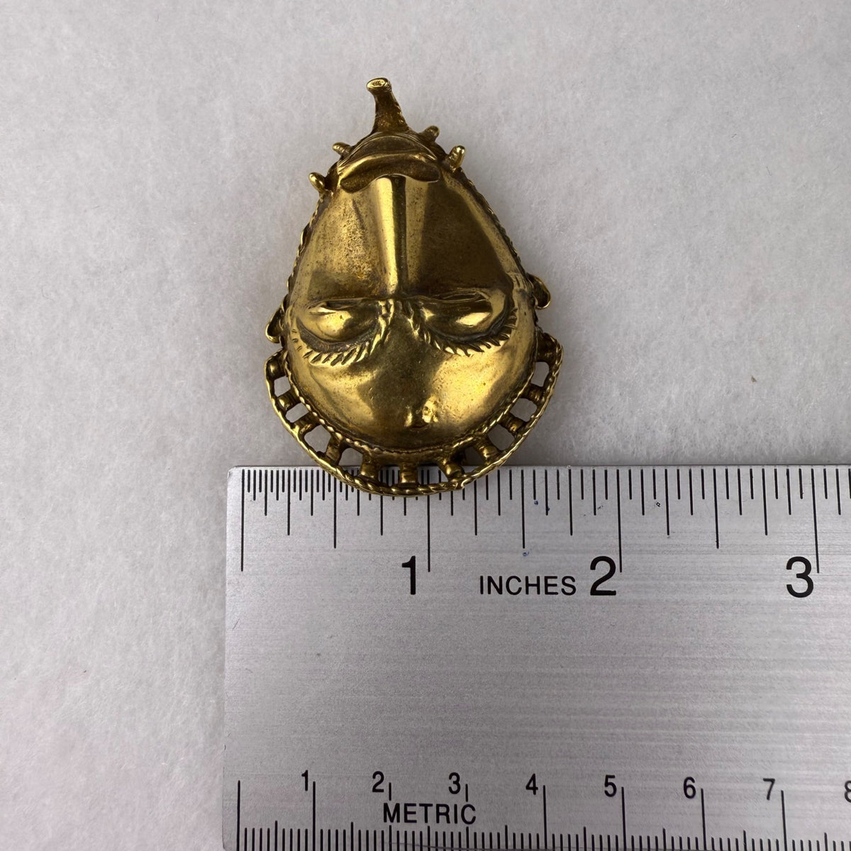 MMA Vintage 1989 Gold Tone African Mask Pendant Tribal Design Museum Replica