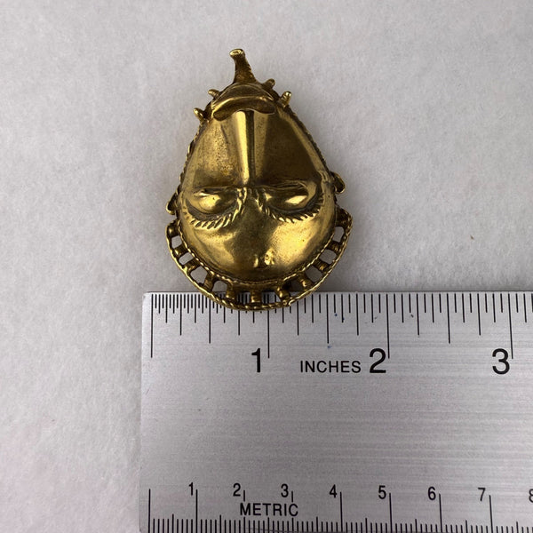 MMA Vintage 1989 Gold Tone African Mask Pendant Tribal Design Museum Replica