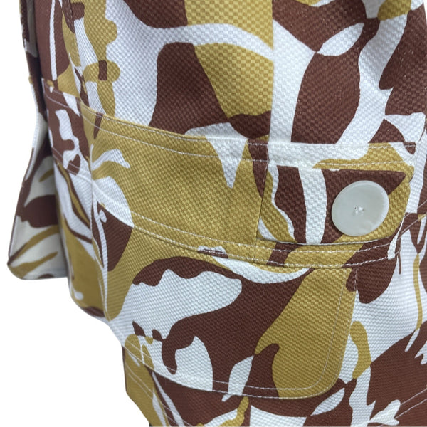 Anni Kuan Camouflage Print Wide Lapel Womens Blazer w/ Side Pockets Jacket Sz 10