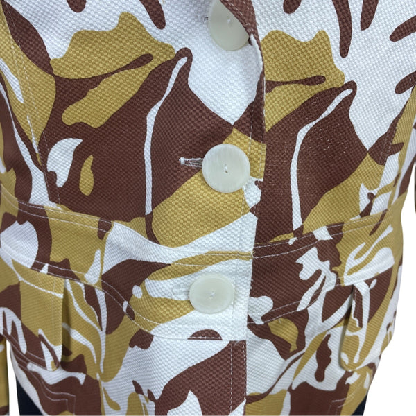 Anni Kuan Camouflage Print Wide Lapel Womens Blazer w/ Side Pockets Jacket Sz 10