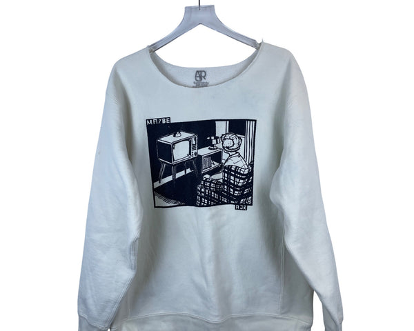 AJR Mens White Graphic Crewneck Sweatshirt Abstract Print XL