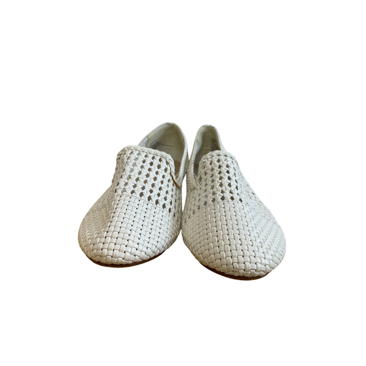 BP Womens White Woven Loafers All Man-Made Materials Slip-On Size 10M
