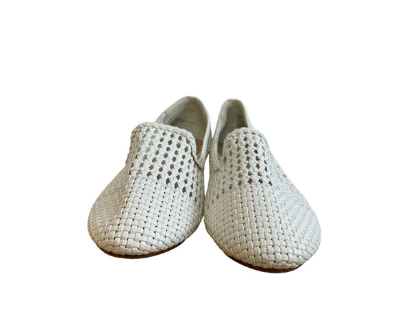 BP Womens White Woven Loafers All Man-Made Materials Slip-On Size 10M