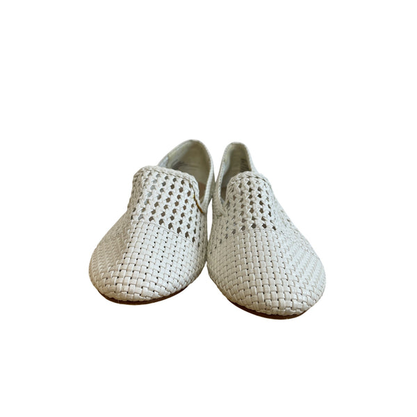 BP Womens White Woven Loafers All Man-Made Materials Slip-On Size 10M