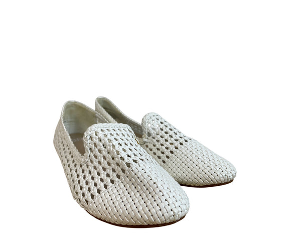 BP Womens White Woven Loafers All Man-Made Materials Slip-On Size 10M