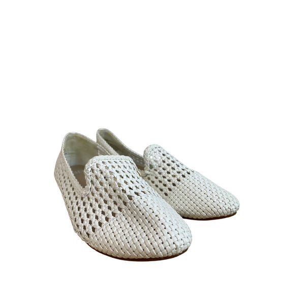 BP Womens White Woven Loafers All Man-Made Materials Slip-On Size 10M