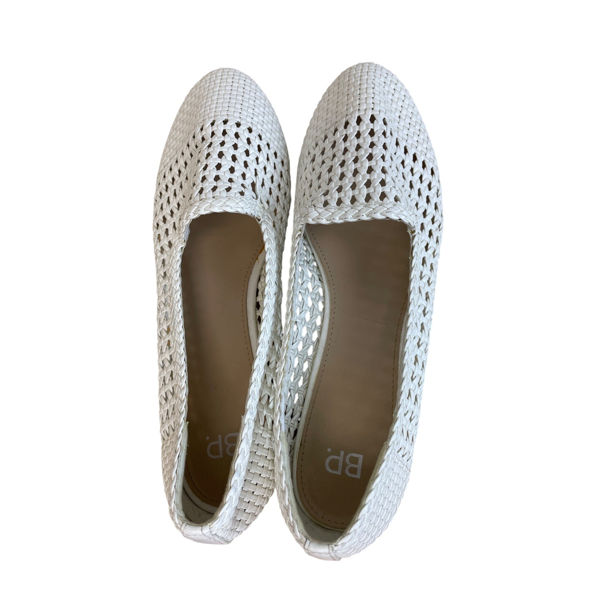 BP Womens White Woven Loafers All Man-Made Materials Slip-On Size 10M
