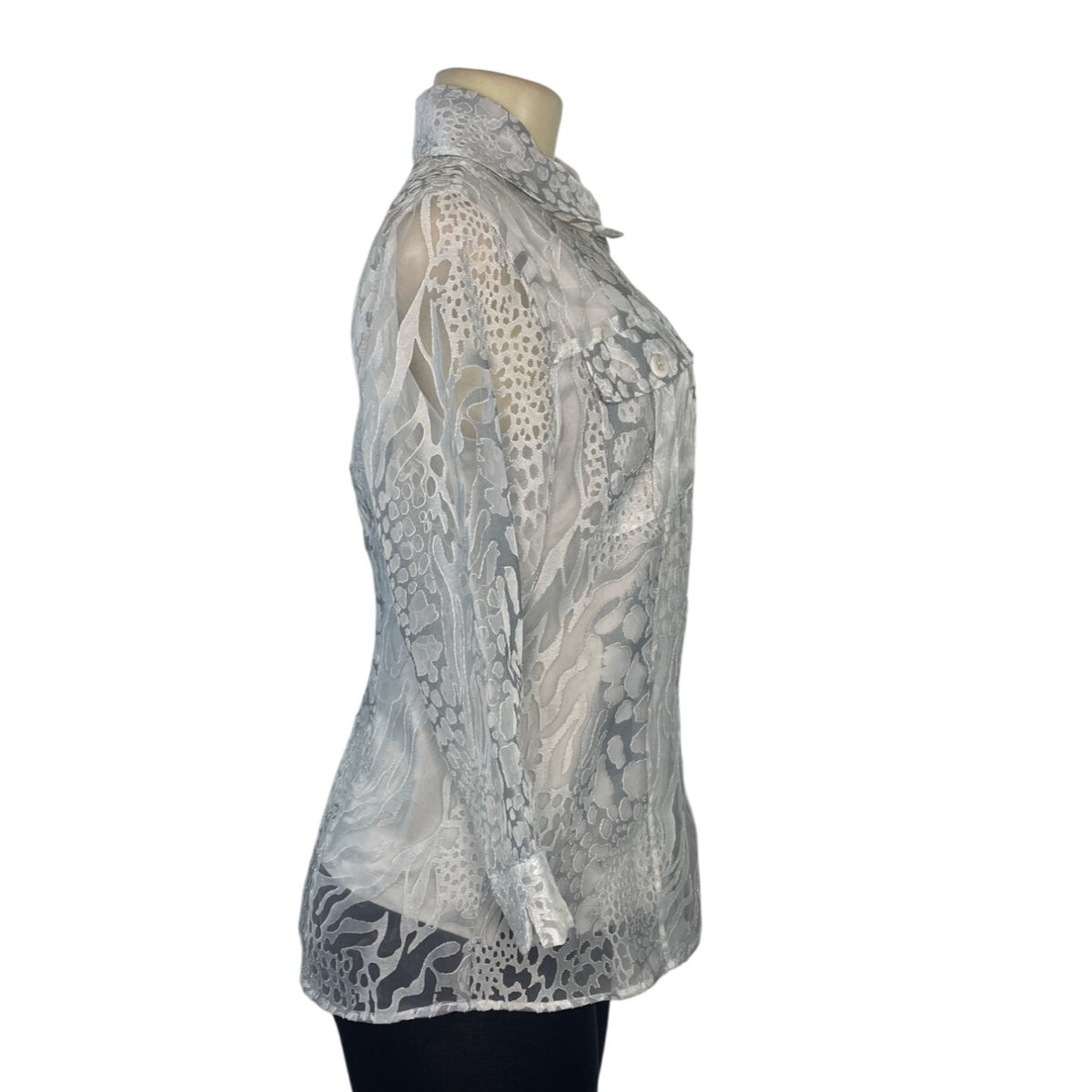 Cali and New York Women's White Sheer Button-Up Blouse & Tank Set Sz M/MP