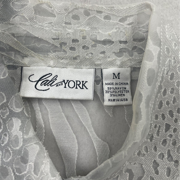 Cali and New York Women's White Sheer Button-Up Blouse & Tank Set Sz M/MP