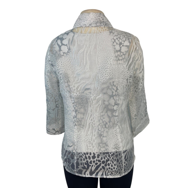 Cali and New York Women's White Sheer Button-Up Blouse & Tank Set Sz M/MP