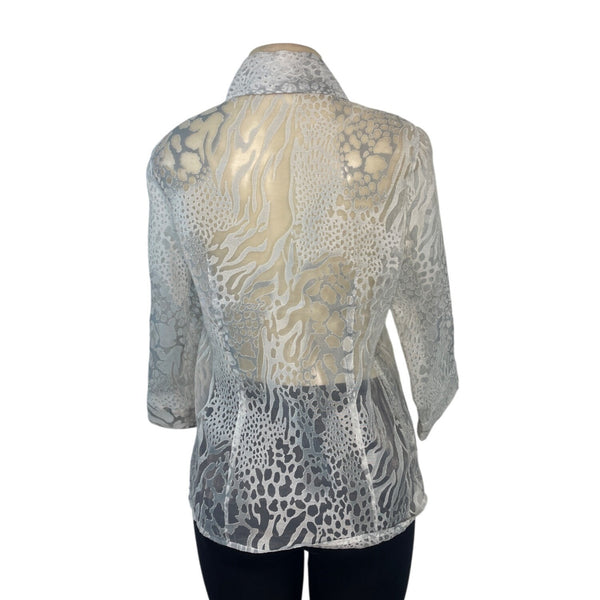 Cali and New York Women's White Sheer Button-Up Blouse & Tank Set Sz M/MP