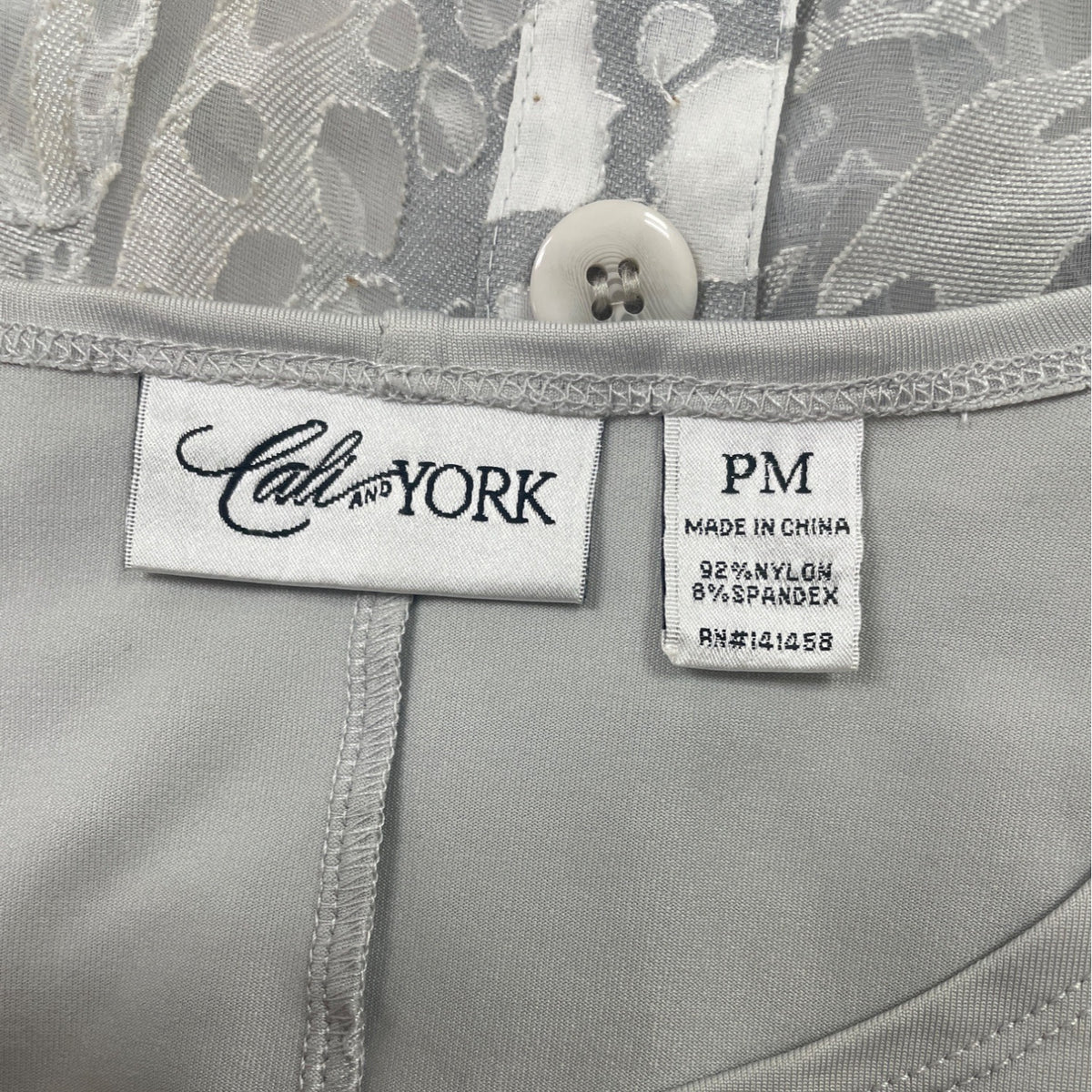 Cali and New York Women's White Sheer Button-Up Blouse & Tank Set Sz M/MP