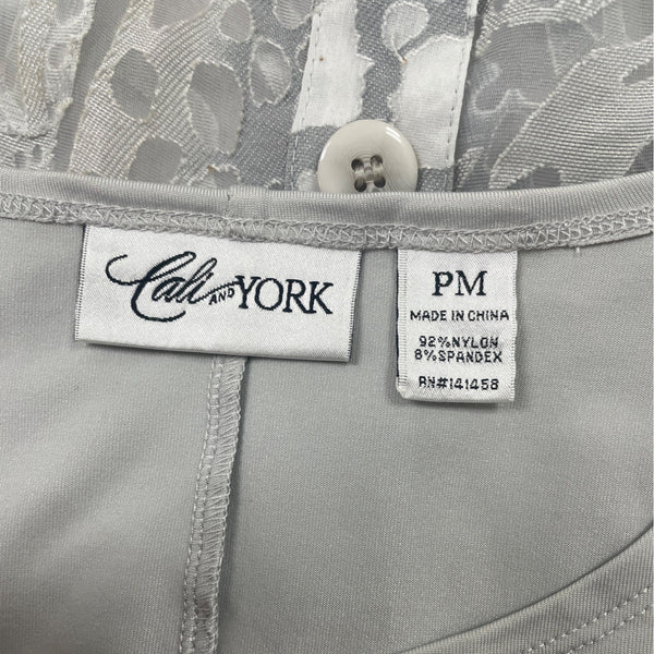 Cali and New York Women's White Sheer Button-Up Blouse & Tank Set Sz M/MP