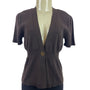 Michael Kors Womens Brown Short Sleeve Knit Cardigan Sweater Size P/M
