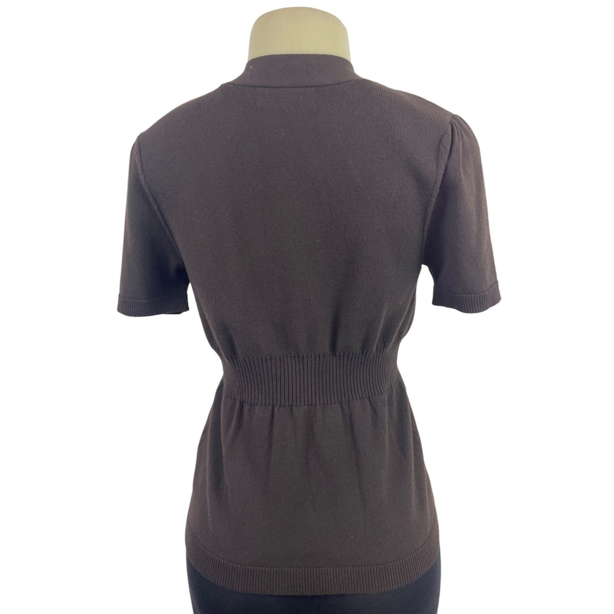 Michael Kors Womens Brown Short Sleeve Knit Cardigan Sweater Size P/M